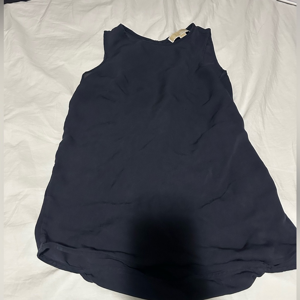 Michael Kors - 100% Silk - Sleeveless Open Back Navy Blue - Size 2XS